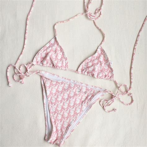 pink and white christian dior monogram bikini|dior swimsuit tops.